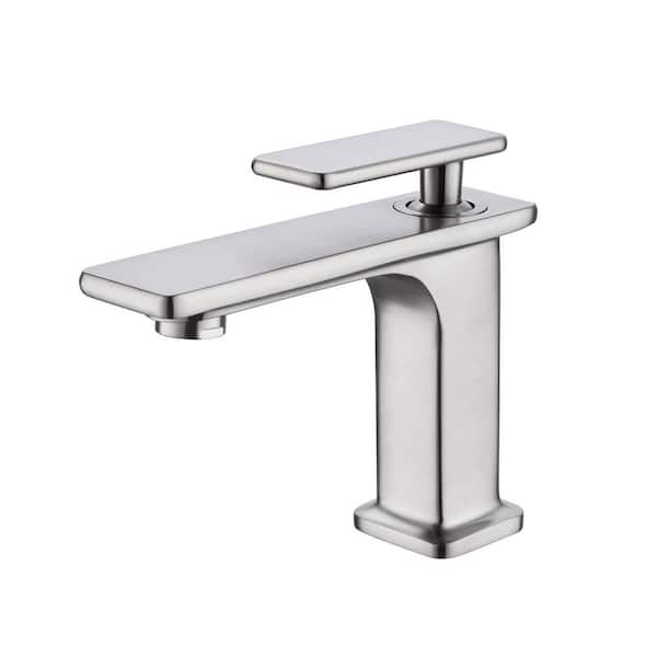 Luxurious Modern Single Handle Single Hole Bathroom Faucet in Brushed Nickel