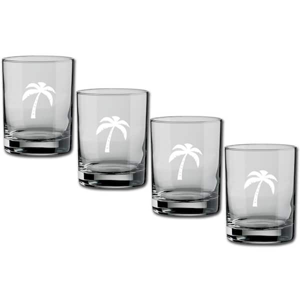 Kraftware Kasualware Palm Tree 14 oz. Double Old Fashioned Glass (Set of 4)