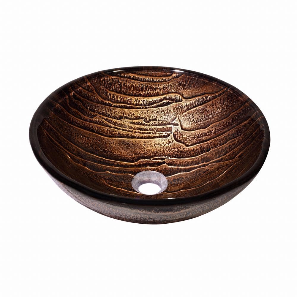 Gaia Copper-Brown Glass Circular Vessel Sink