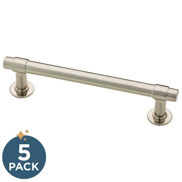 5-Pack 4 in. (102 mm) Classic Cabinet Bar Pulls in Satin Nickel with Antimicrobial Properties