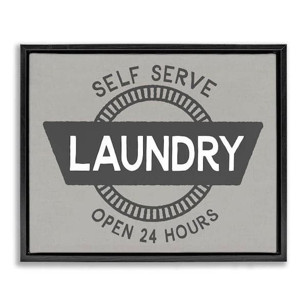 Stupell Industries Retro Self Serve Laundry by CAD Designs Black Floater Frame Typography Graphic Art Print 25 in. x 31 in.