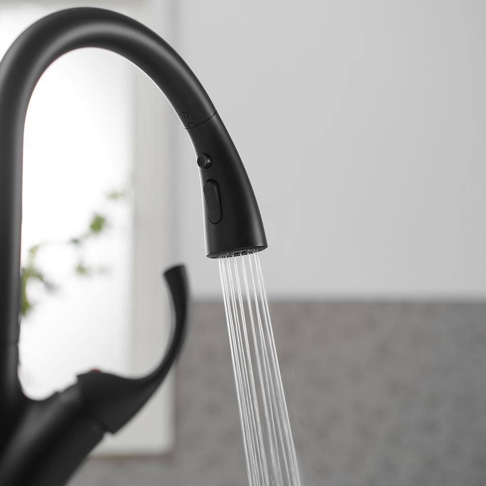 Matte Black High-Arc Single Handle Pull-Down Sprayer Kitchen Faucet