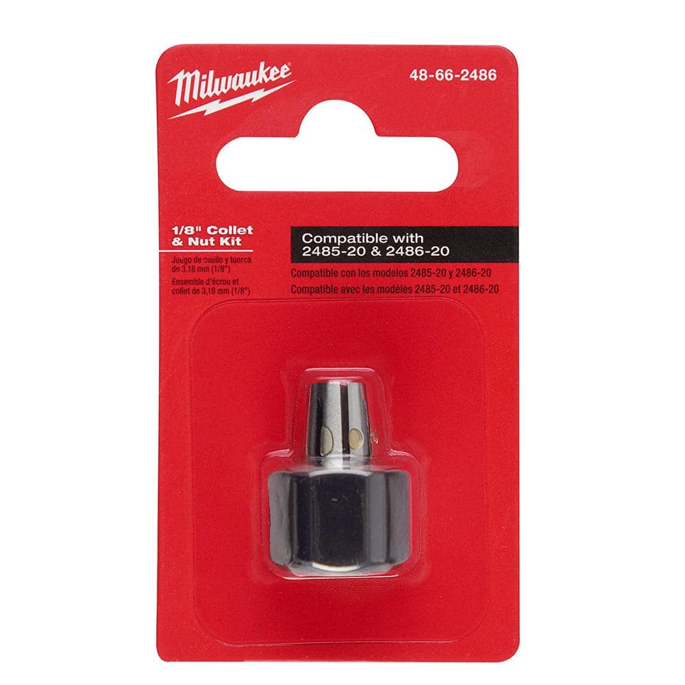 Milwaukee 48-66-2486 1/8 in. Collet & Nut Assembly Kit Die Fuel Back Vibration