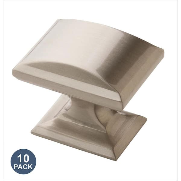 Candler 1-1/4 in. (32mm) Classic Satin Nickel Rectangle Cabinet Knob (10-Pack)