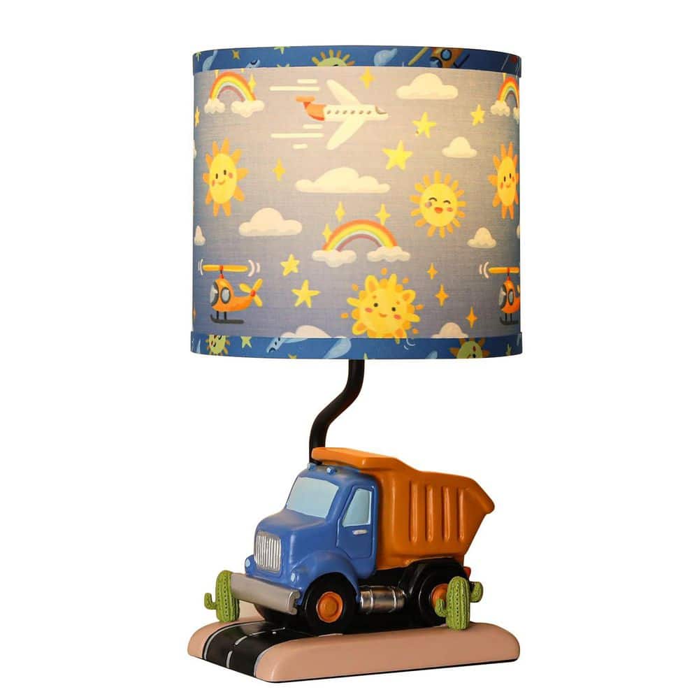 16.5 in. Blue Resin Table Lamp for Kid, Cute Truck Bedside Lamp with 1 LED Bulb for Boy Girl Bedroom Nightstand Decor price history on PriceWatchPro