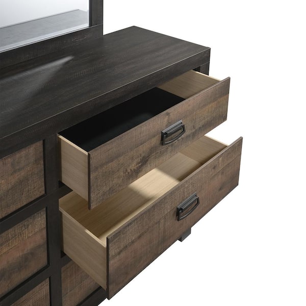 Polibi Solid Wood 6 Drawer Double Dresser in Dark Brown (mirror not  included) RS-SW6DDD - The Home Depot