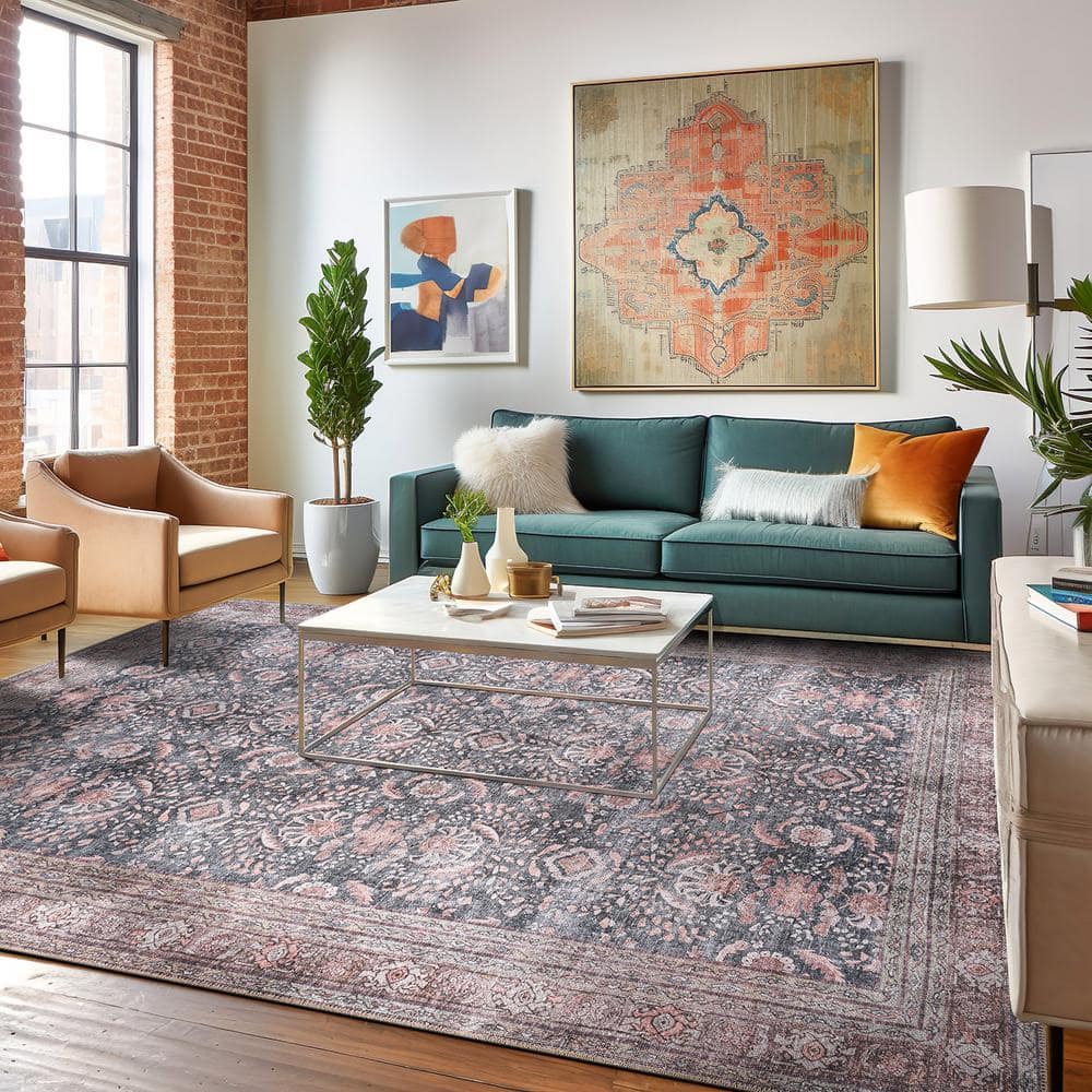 RG-3730 北欧ハートラグ 190×190cm World Rug Gallery Vintage Inspired Machine Washable Non Slip