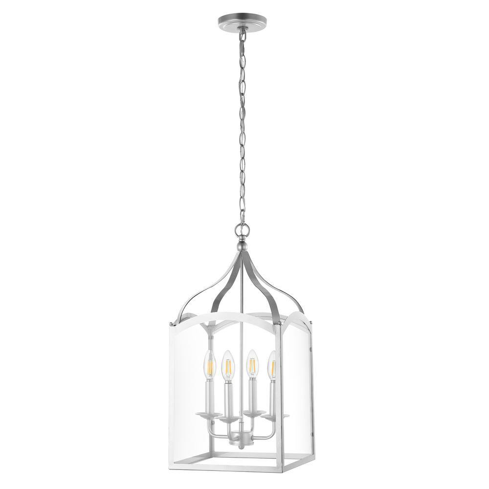 Ruth 4-Light Silver Glass LED Lantern Chandelier