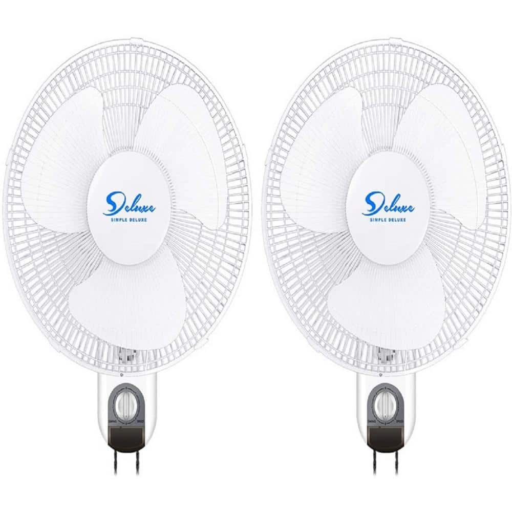 Oscillating 18 in. 3 Fan Speeds Wall Fan in White with Adjustable Tilt, Qui