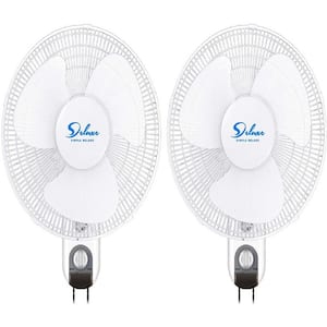 Oscillating 18 in. 3 Fan Speeds Wall Fan in White with Adjustable Tilt, Quiet Operation for Indoor Use (2-Pack)