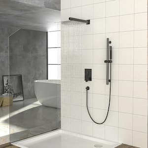 Double Handle 2-Spray Shower Faucet 1.8 GPM 10 in. Square Shower Head with Body Spray in Matte Black