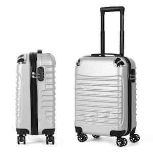 Carry On Luggage, 20" Hardside Suitcase ABS Spinner Luggage with Lock - Shell in Silver