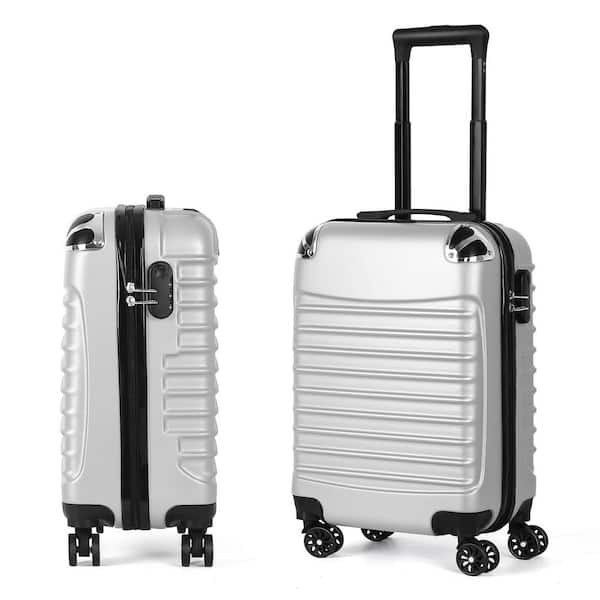 HIKOLAYAE Carry On Luggage, 20" Hardside Suitcase ABS Spinner Luggage with Lock - Shell in Silver