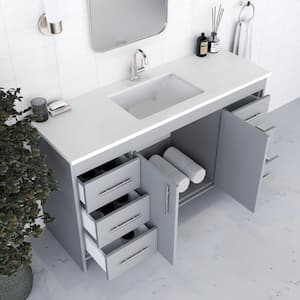 Capri 60 in. W x 22 in. D Bathroom Vanity in Gray with Microstone Vanity Top in White with White Basin