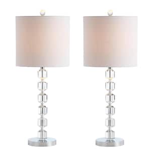 Cary 27.5 in. Chrome/Clear Modern Stacked Crystal/Metal LED Table Lamp