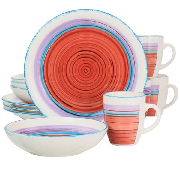 Richvale 12 Piece Service For 4 Round Durastone Dinnerware Set in Red