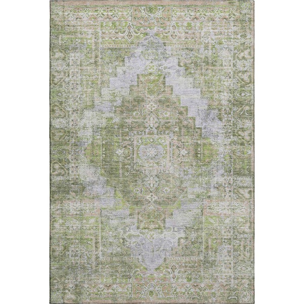 Mayfield Premium Machine Washable Abstract AMF2140 Aloe 9 ft. x 12 ft. Area Rug