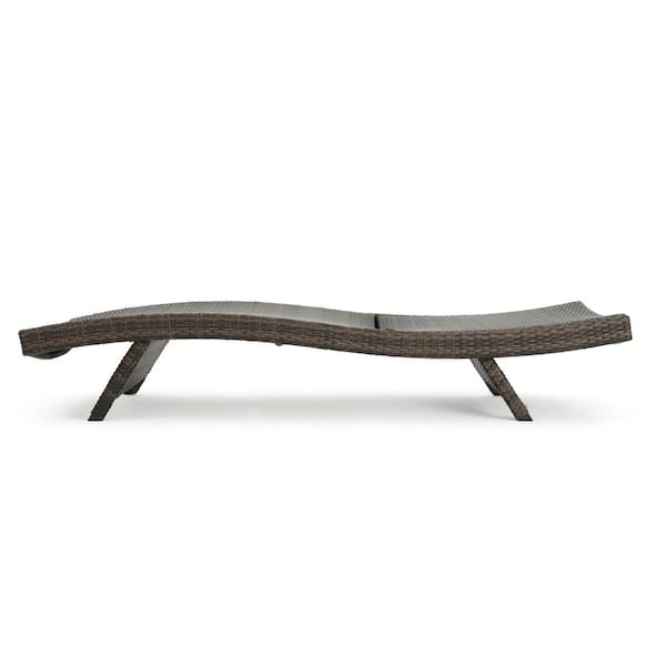 Mixed Mocha Faux Rattan Outdoor Patio Chaise Lounge
