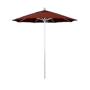 7.5 ft. Silver Aluminum Commercial Market Patio Umbrella with Fiberglass Ribs and Push Lift in Henna Sunbrella