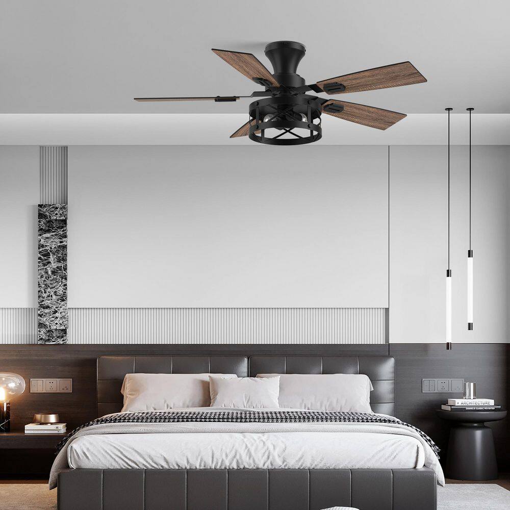 42 in. Black Farmhouse Flush Mount Outdoor Indoor Ceiling Fan w/ LED Lights and Remote/APP/Alexa/Google, Quiet DC Motor price history on PriceWatchPro
