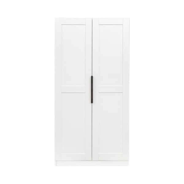 31.5 in. W x 21.65 in. D x 62.99 in. H White Linen Cabinet with Doors and Shelves