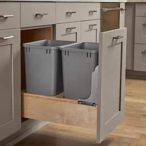 Gray Double Pull Out Bottom Mount Trash Can 35 Qt