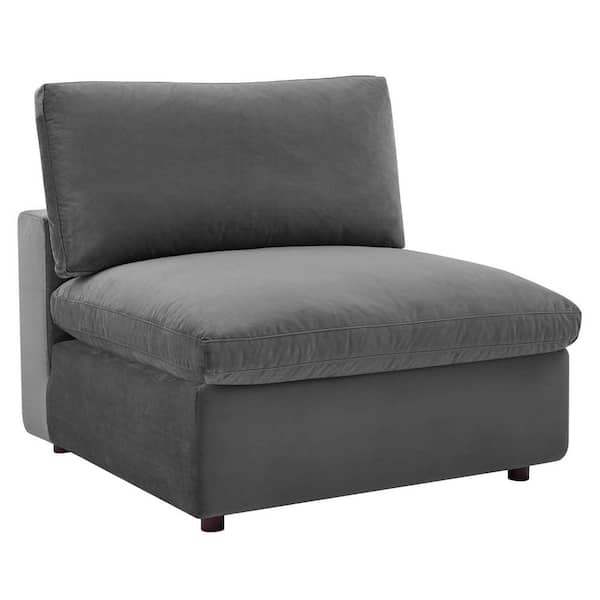 MODWAY Commix 1-Piece Gray Velvet 1-Seat Armless Symmetrical Sectionals Chair