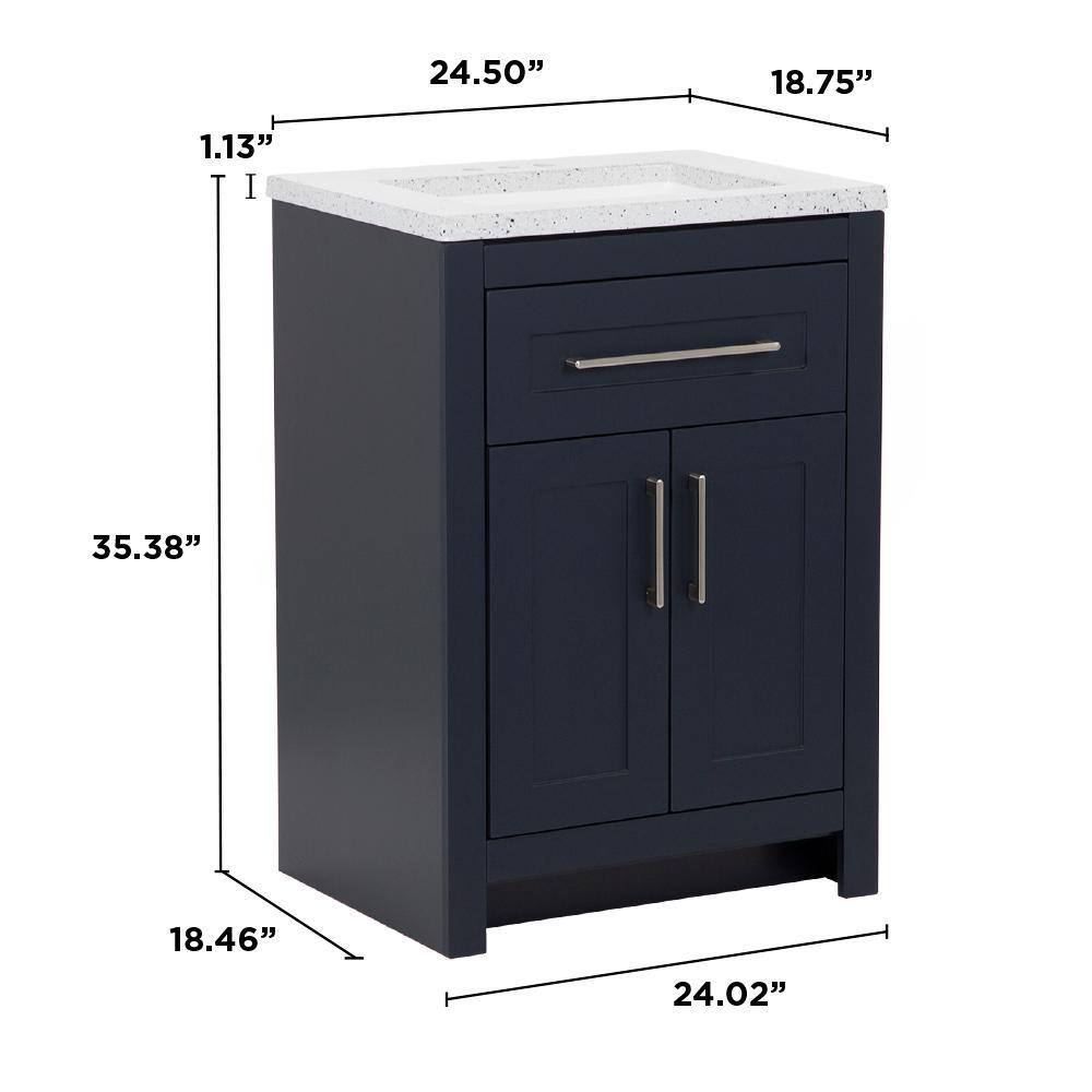 Buy Clady 24.50 In. W X 18.75 In. D Bath Vanity In Deep Blue With Solid 