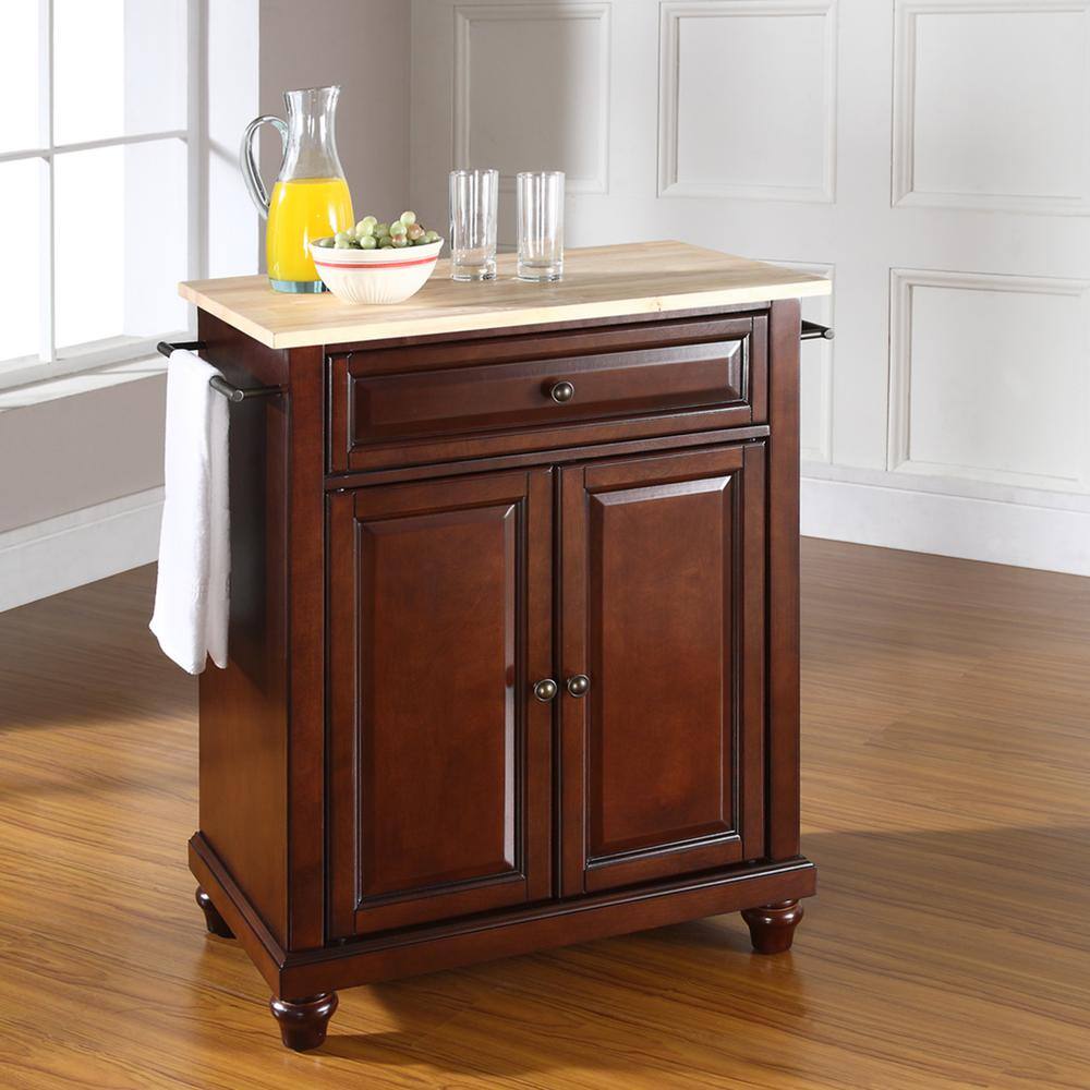 Cambridge Natural Wood Top Portable Kitchen Island Cart