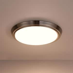 11.02 in. Brushed Nickel Selectable LED Flush Mount Ceiling Light Fixture (4-Pack)