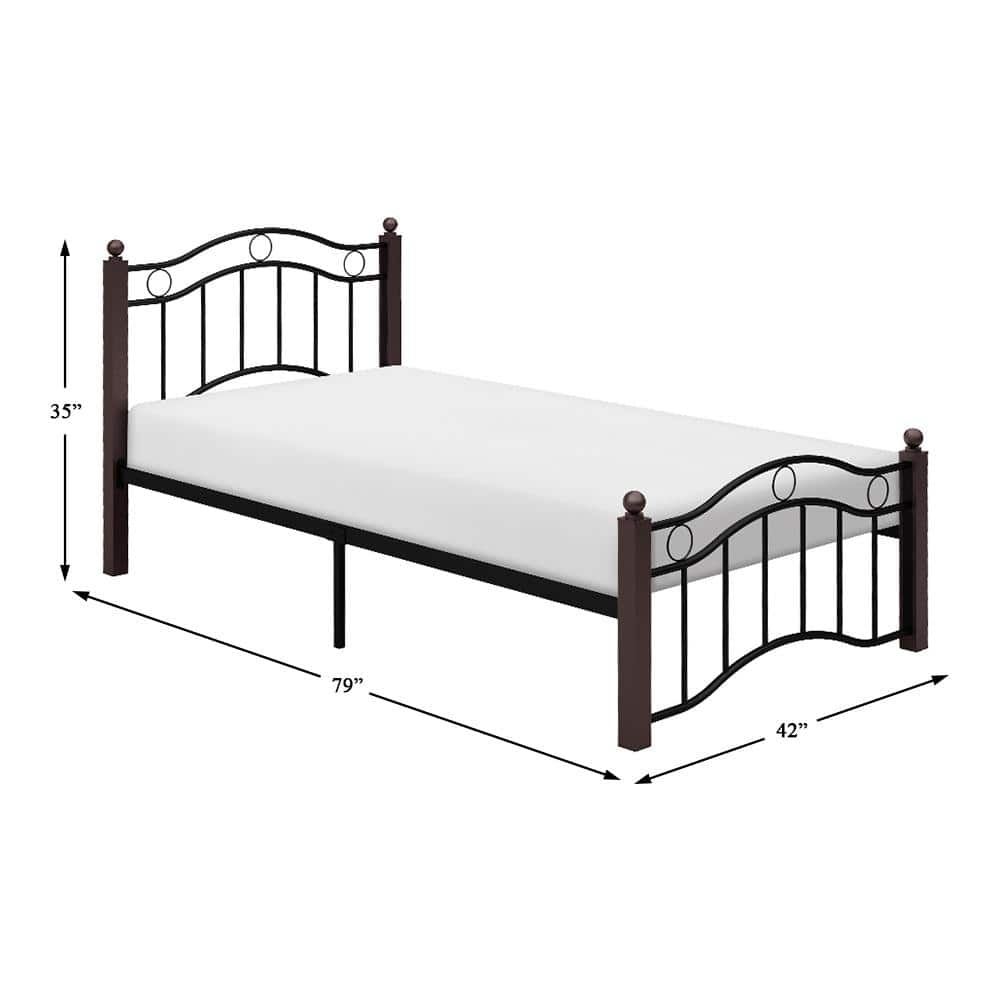 Averny Twin Black and Brown Metal Platform Bed Frame