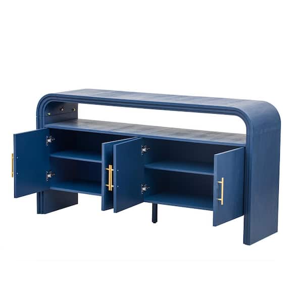 COWLOWN 59.8 in. W x 15.7 in. D x 31.5 in. H Bathroom Navy Blue Linen Cabinet