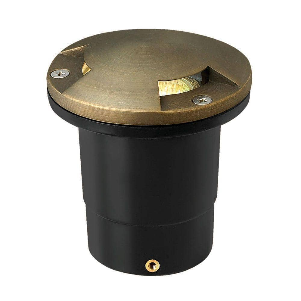 LED Outdoor low voltage landscape lighting solid cast brass round hood  surface step light architectural bronze