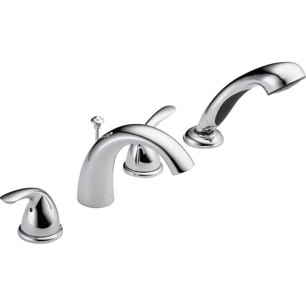 Delta Classic 2-Handle Deck-Mount Roman Tub Faucet with Hand Shower Trim Kit Only in Chrome (Valve Not Included)