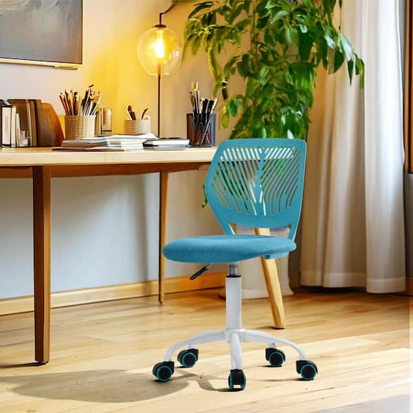 Homy Casa CARNAT Kids Desk Chair Set of 2, Adjustable Swivel Chair with Lumbar Support and Cushioned Seat in Blue and Beige