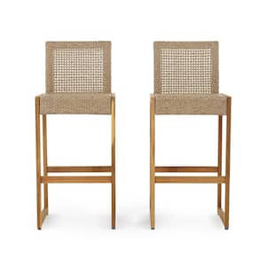 Charlotter Faux Rattan Outdoor Patio Bar Stool (2-Pack)