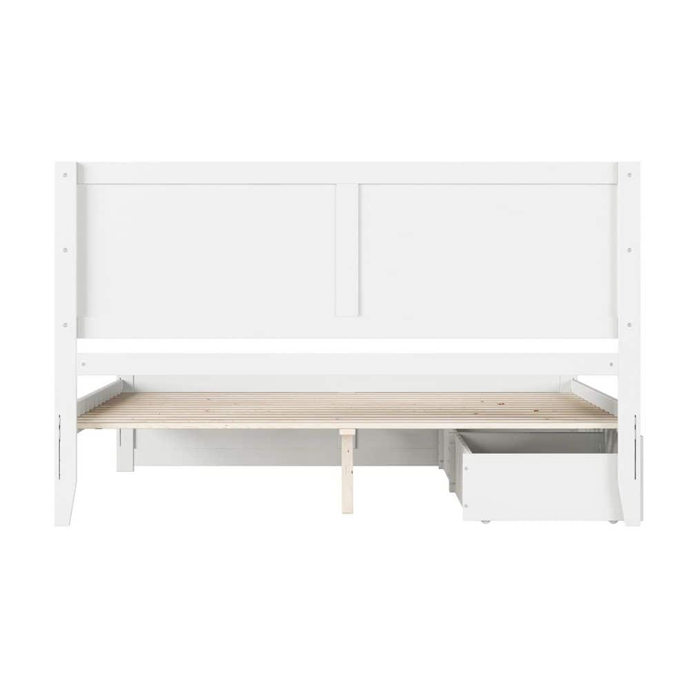 Canyon Walnut Brown Solid Wood Queen Platform Bed Frame with Matching Footboard and Storage Drawers - thumbnail 4