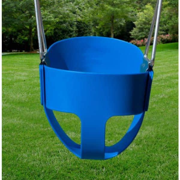 Blue Full Bucket Toddler Swing with Coated Chains