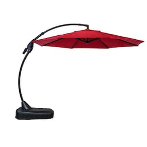 12 ft. Aluminum Cantilever Curvy Patio Umbrella with a Base in Red