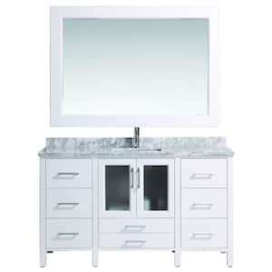Stanton 60 in. W x 22 in. D Vanity in White with Marble Vanity Top and Mirror in White