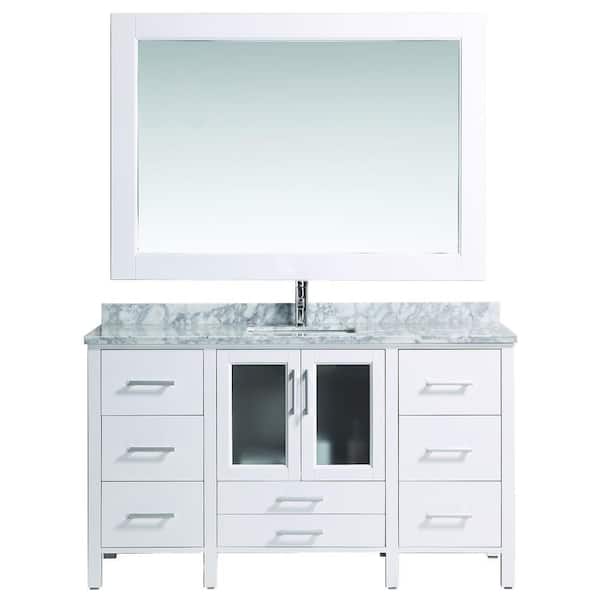Design Element Stanton 60 in. W Freestanding Bath Vanity in White with Marble Vanity Top