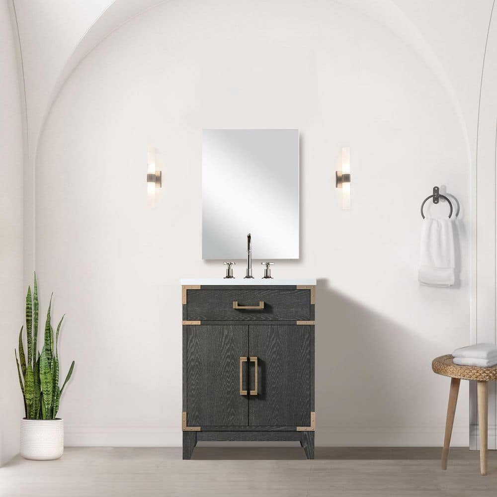 Fossa 24 in W x 18 in D Black Oak Single Bath Vanity with Acrylic Top, and Faucet Set price history on PriceWatchPro