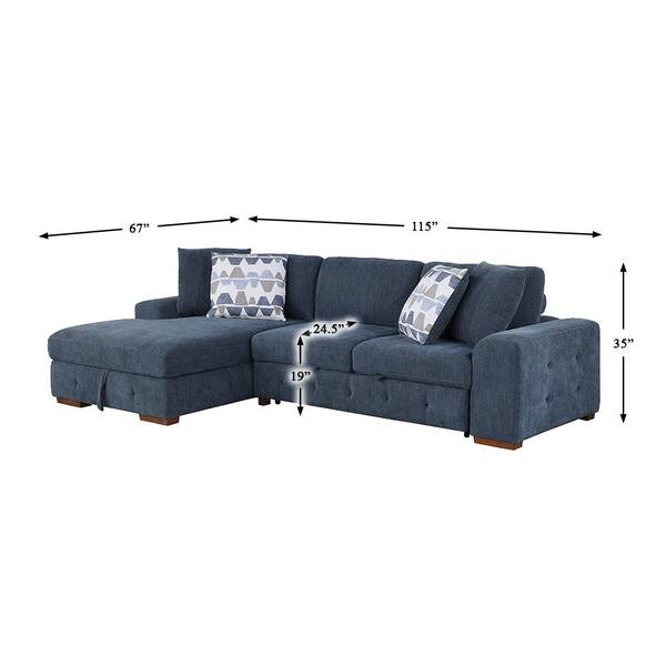 Lazzara Laconia 115 Straight Arm 2-Piece Chenille Sectional