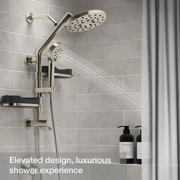 HydroRail 3-Spray Shower Column Kit with Hand Shower and Fixed Showerhead in Vibrant Brushed Nickel