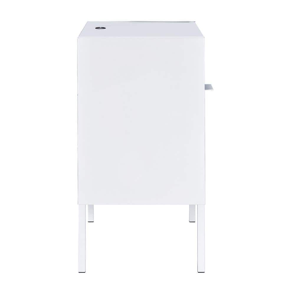 Gemma 19" White Metal Nightstand with USB Port