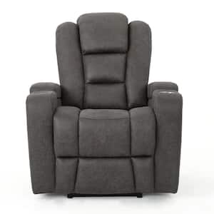 Emersyn Slate and Black Tufted Recliner with Arm Storage