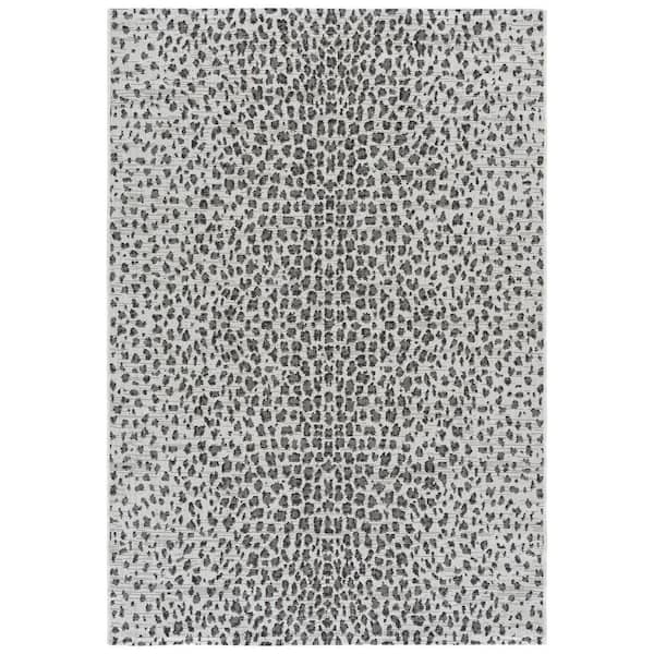 Courtyard 7 ft. x 10 ft. Ivory/Black Cheetah Geometric Indoor/Outdoor Area Rug