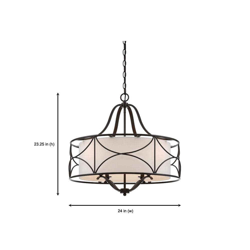 Oil Rubbed Bronze Drum Chandelier with Fabric Shade