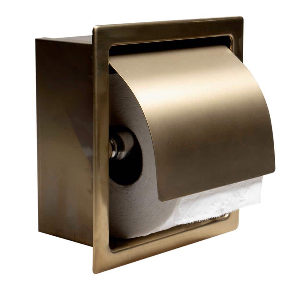 Brushed Gold Stainless Steel Recessed Toilet Paper Holder