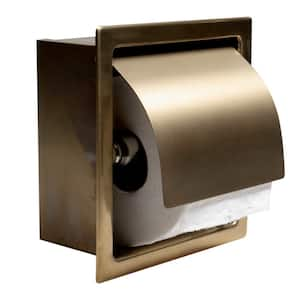 Recessed Toilet Paper Holder in Brushed Gold Stainless Steel